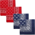thumbnail image 1 of Motique Accessories Extra Large Paisley Bandana -27x27 inches - Set of 4 (Navy & Red), 1 of 6