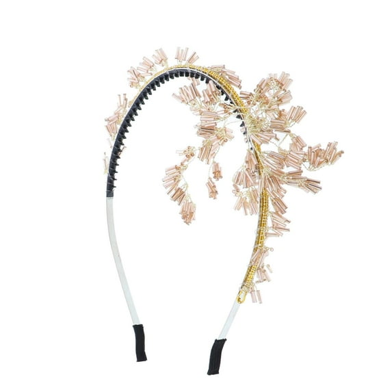 Motique Accessories Fancy Beaded Tinsel Strand Holiday Headband for Girls-Pink