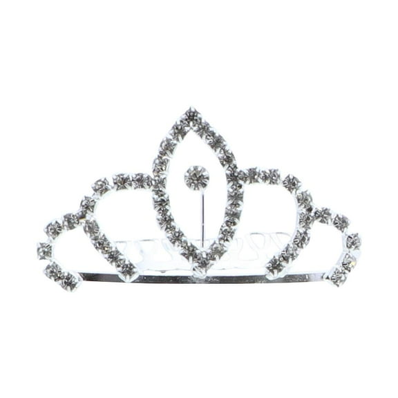 Motique Accessories Flower Girl Bridesmaid Bridal Princess Tiara Comb 2in, Adults-Rhinestone Silver