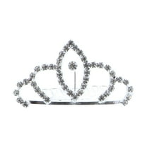 Motique Accessories Flower Girl Bridesmaid Bridal Princess Tiara Comb 2in, Adults-Rhinestone Silver