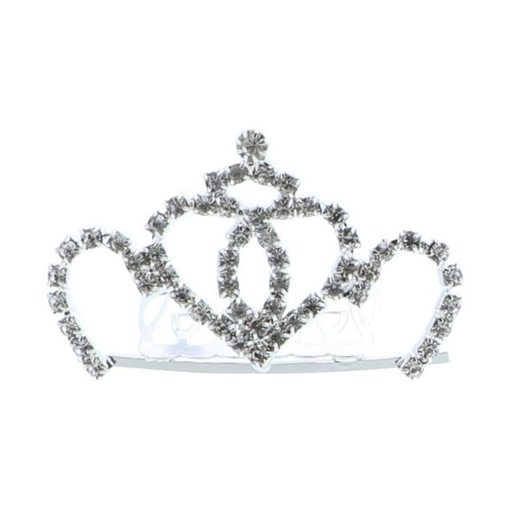 Motique Accessories Flower Girl Metal Bridesmaid Bridal Princess Tiara Comb 2in Adult-Elegant Silver