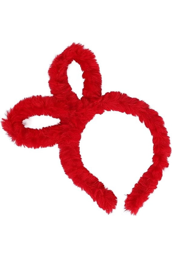 Fuzzy Headband with Side Bunny Ears - Red