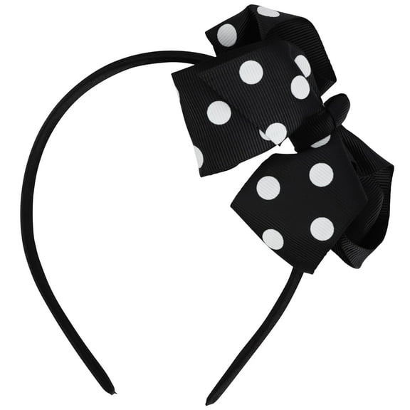 Motique Accessories Girls Polka Dot Bow Headband (Black)