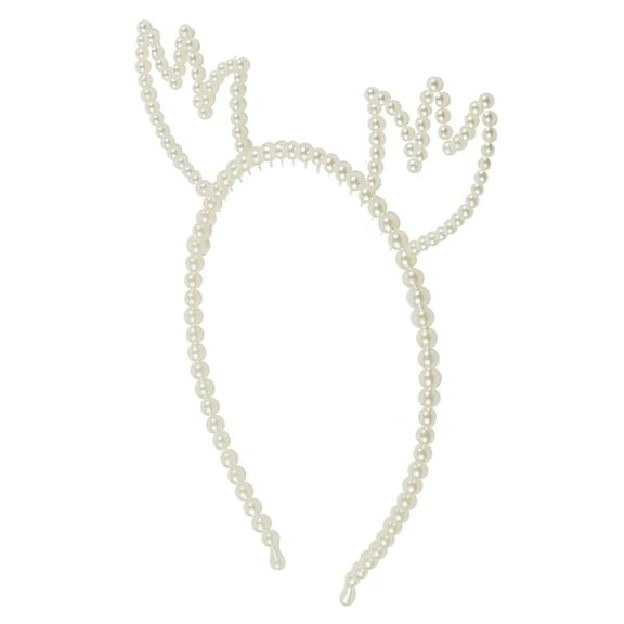 Motique Accessories Girls White Faux Pearl Headband, Dressup Hairbands (Reindeer, One Size)