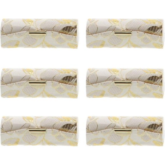 Motique Accessories Gold Elegant Ladies Lipstick Case with Mirror Purse Holder Set of 6