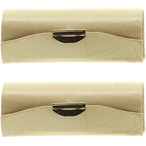 Motique Accessories Gold Solid Satin Ladies Lipstick Case With Mirror Purse Holder Set of 2