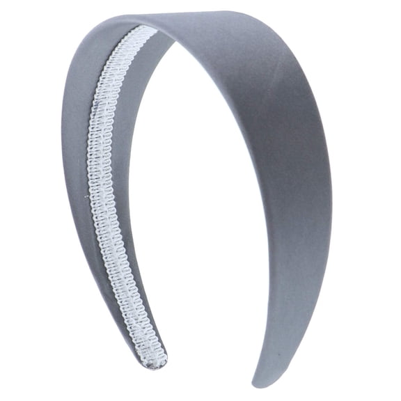 Motique Accessories Gray 2 inch Wide Satin Hard Headband with No Teeth Head Band for Women and Girls