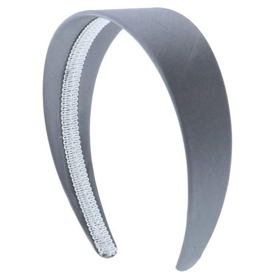 Motique Accessories Gray 2 inch Wide Satin Hard Headband with No Teeth Head Band for Women and Girls