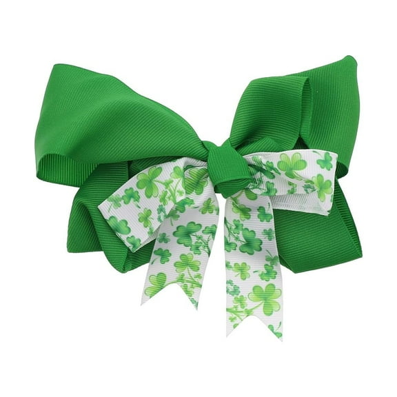 Motique Accessories Green Hair Bow with Small Classic Shamrock Bow