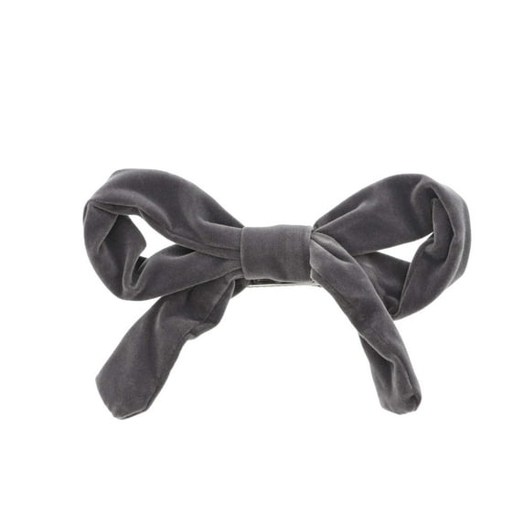 Motique Accessories Grey Velvet Hair Bow Hair Clip Large, Perfect for Adults