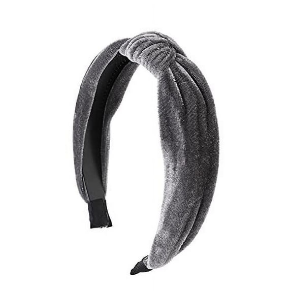 Motique Accessories Grey Velvet Knotted Headbands for Women