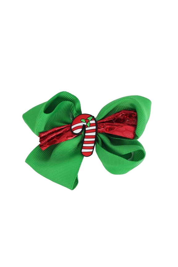 Hair Bow Printed Christmas Bow, Silicone Charm, Perfect for All teens-Candy Cane