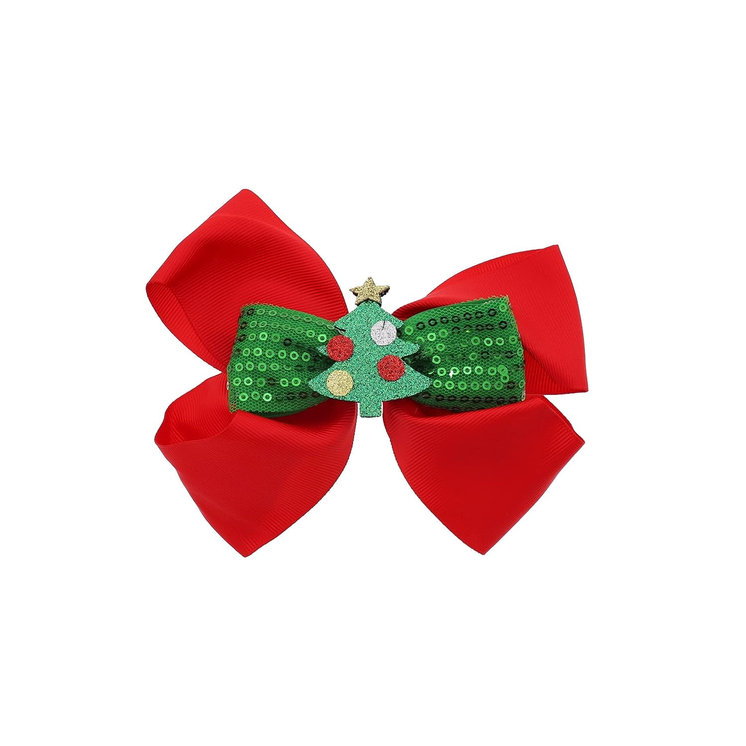 Motique Accessories Hair Bow with Christmas Tree Sequins Bow Red