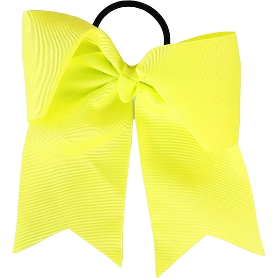 Motique Accessories Jumbo Bow Pony with Tails for Adult Females and Girls (Neon Yellow)