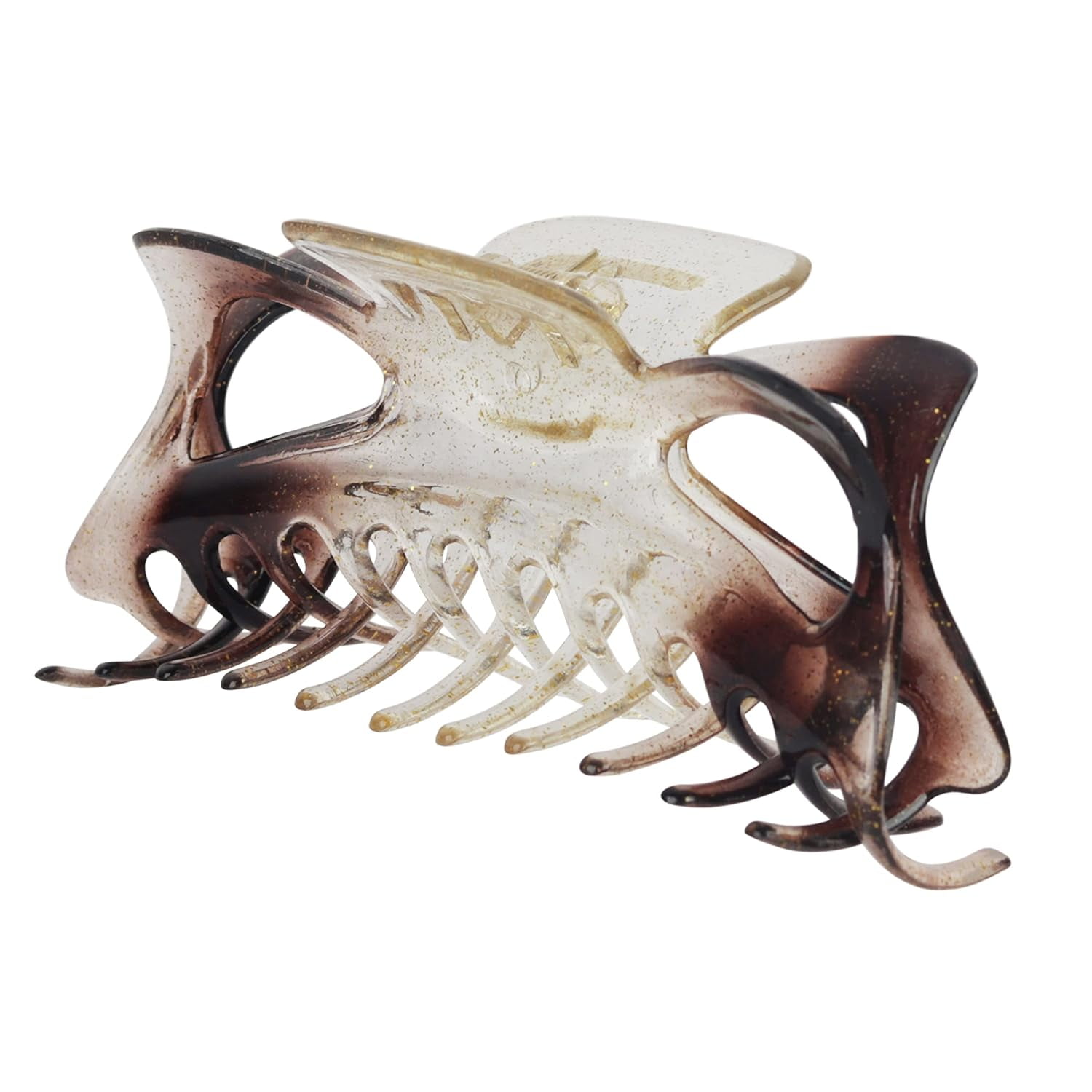 Motique Accessories Jumbo Jaw Clip Extra Large Marbleized Hair Claw (Glitter Brown)
