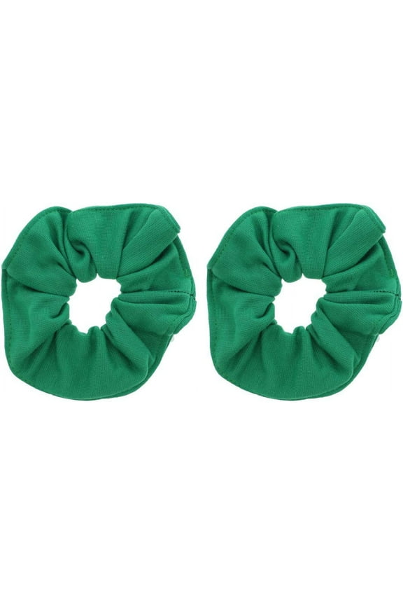 Large Solid Hair Scrunchie - Set of 2 - Green