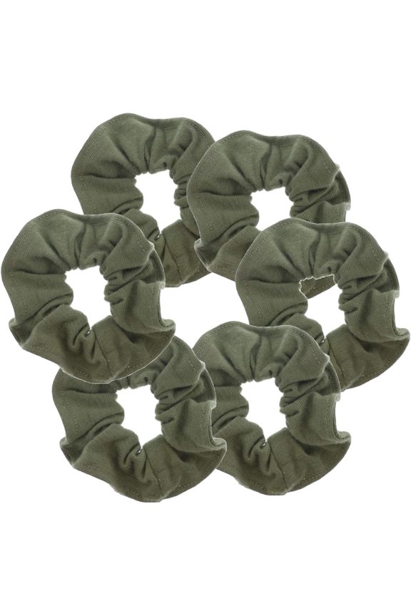Large Solid Hair Scrunchie - Set of 6 - Olive