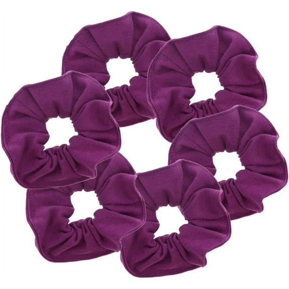 Motique Accessories Large Solid Hair Scrunchie - Set of 6 - Purple