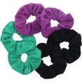 thumbnail image 1 of Motique Accessories Large Solid Hair Scrunchie for Adult Female - Set of 6-Green Purple Black, 1 of 5