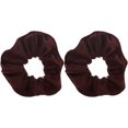 thumbnail image 1 of Motique Accessories Large Solid Hair Scrunchie for Adult Women - Set of 2 - Brown, 1 of 5