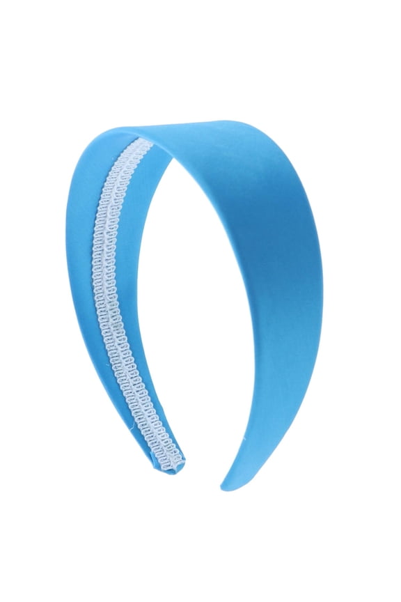 Light Blue 2 inch Wide Satin Hard Headband with No Teeth