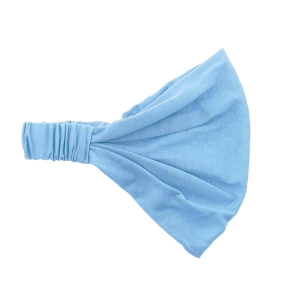 Motique Accessories Light Blue Wide Cotton Headwrap Solid Boho Yoga Style Soft Headband