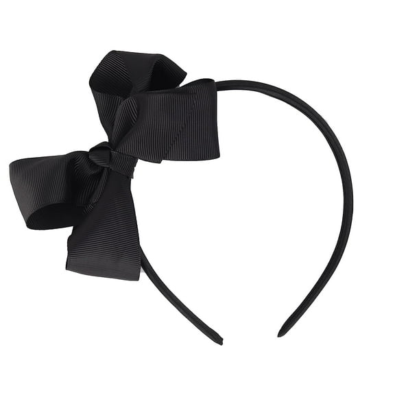 Motique Accessories Little Girls Headband with Side Grosgrain Bow - Black