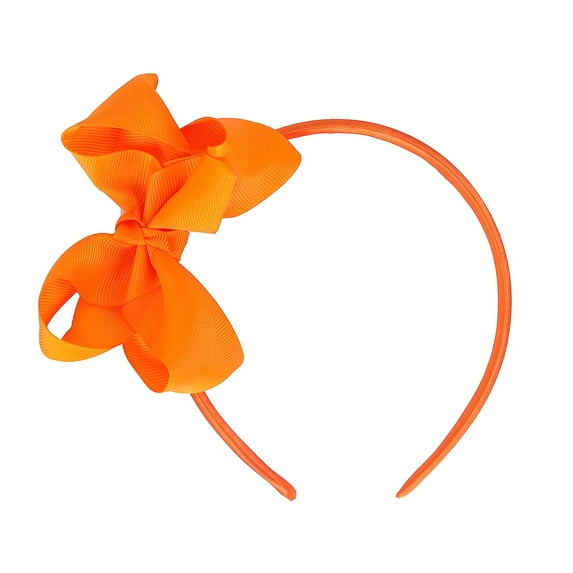 Motique Accessories Little Girls Headband with Side Grosgrain Bow - Orange