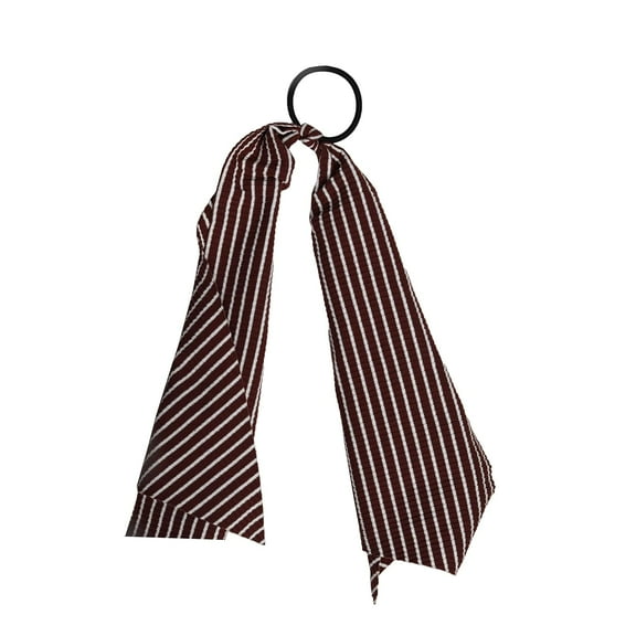 Motique Accessories Long Tail Ponytail Holders - Hair Tie with Brown Striped Cotton Tails