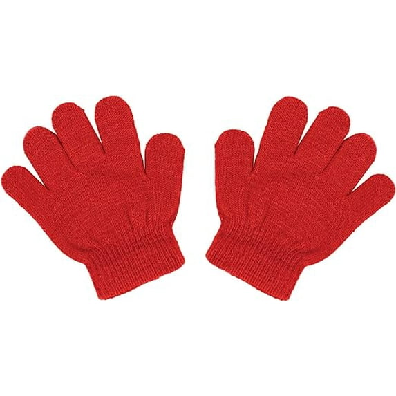Motique Accessories Magic Knit Fingered Toddler Winter Gloves for Unisex-Red