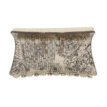 Motique Accessories Metallic Printed Pattern Jaw Clip - Gold