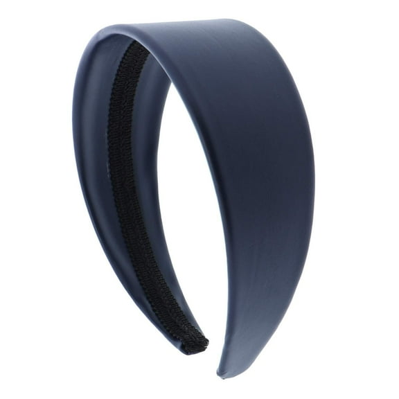 Motique Accessories Navy 2 inch Wide Leather like Head Band Solid Hair Band for Women and Girls