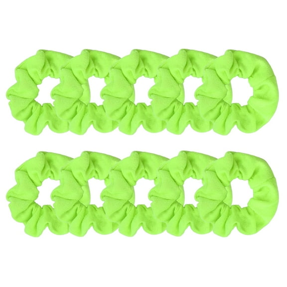 Motique Accessories Neon Yellow Terry Scrunchies Hair Tie Perfect for Adult Female and Girls 10 Pack