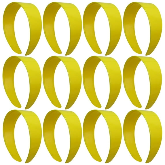 Motique Accessories One Dozen 2 inch Plastic Headbands with Teeth for Adult Female and Girls-Yellow
