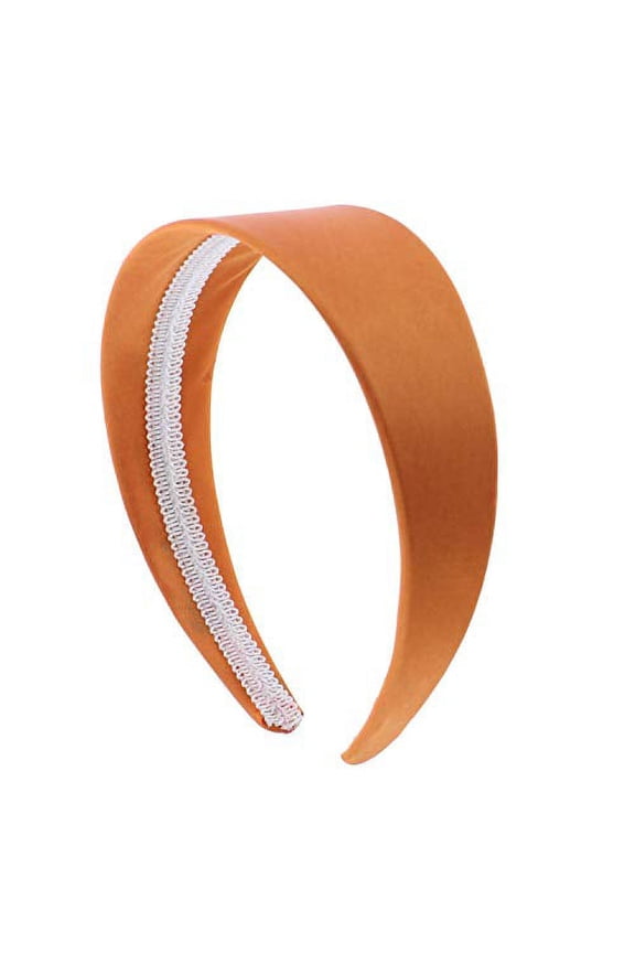 Orange 2 inch Wide Satin Hard Head Band with No Teeth