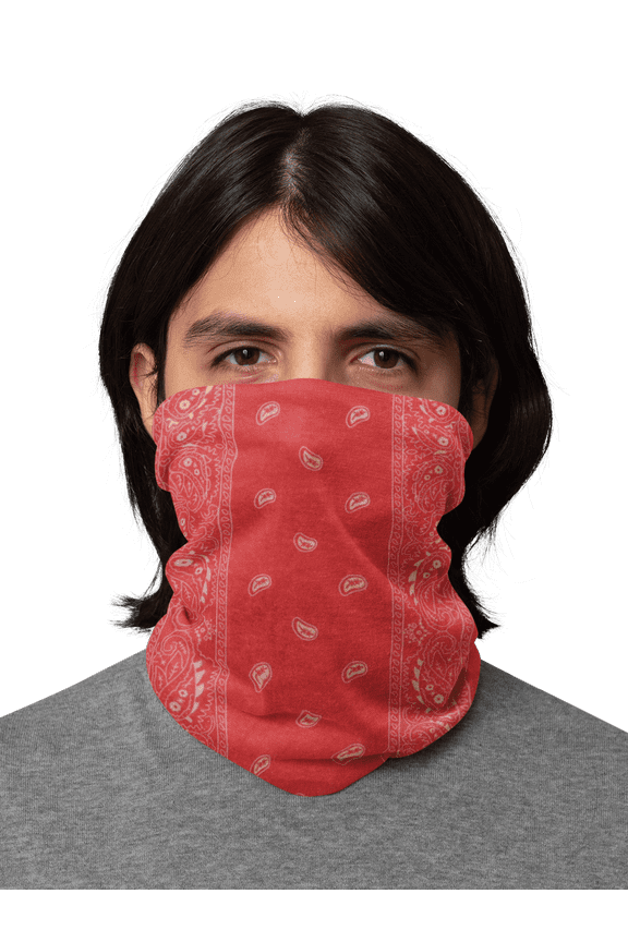 Paisley Bandana Neck Gaiter Tube Headwear Motorcycle Face Scarf-Adult Unisex-Red