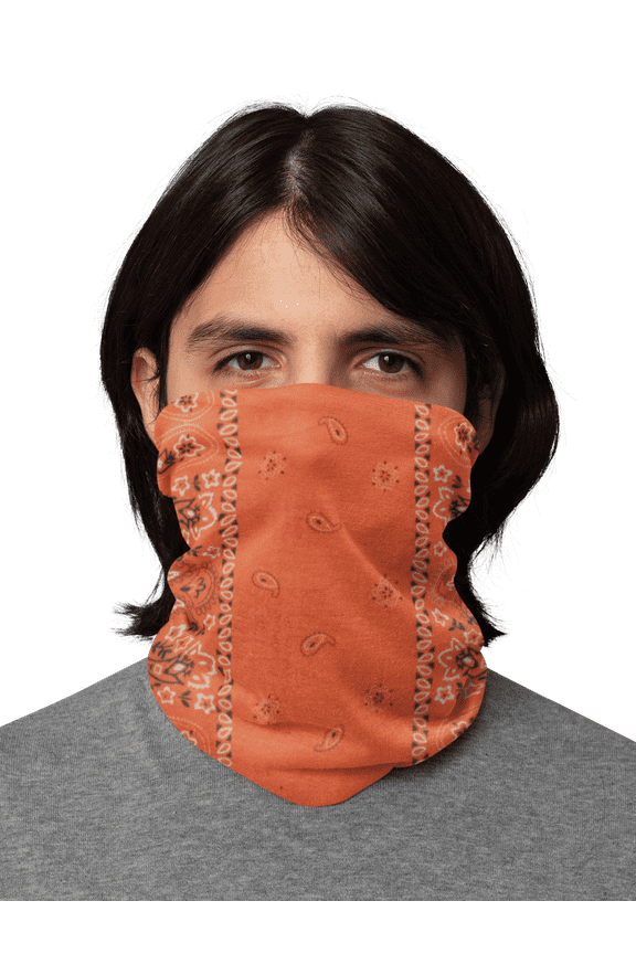 Paisley Bandana Neck Gaiter Tube Headwear Motorcycle Face Scarf-Orange