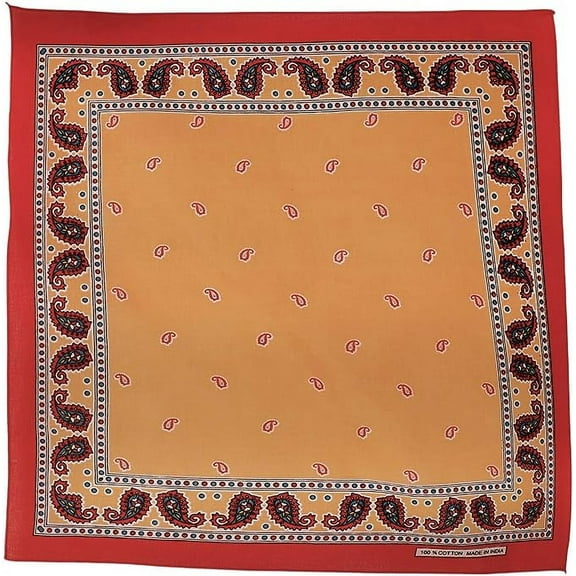 Motique Accessories Paisley Print Design Bandana-Tan Orange
