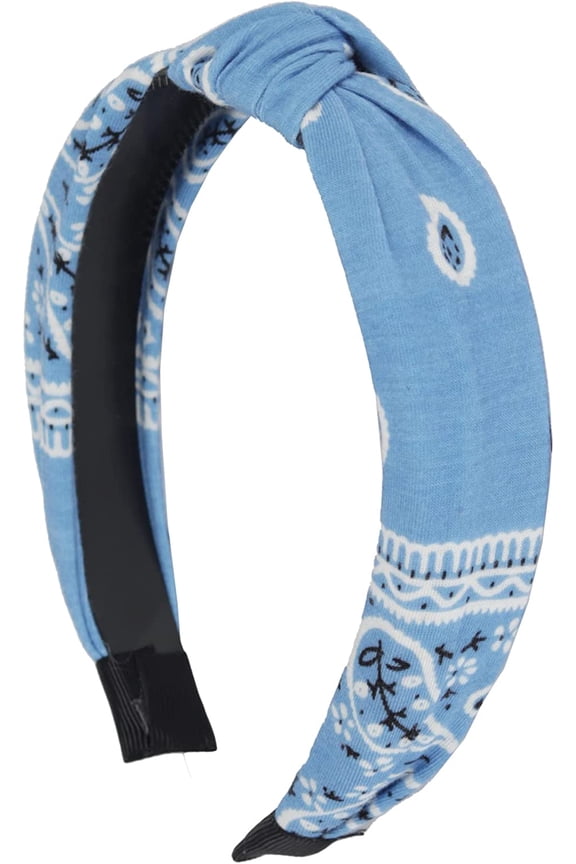 Paisley Turban Knot Girls Headband - Light Blue