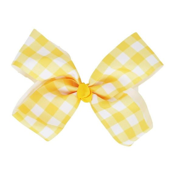 Motique Accessories Plaid Hair Bow Hair Clip 6 inch Checkered Bow (Yellow)