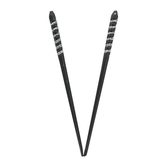 Motique Accessories Plastic Hair Sticks with Silver Swirl, Fits for All Adults - Black
