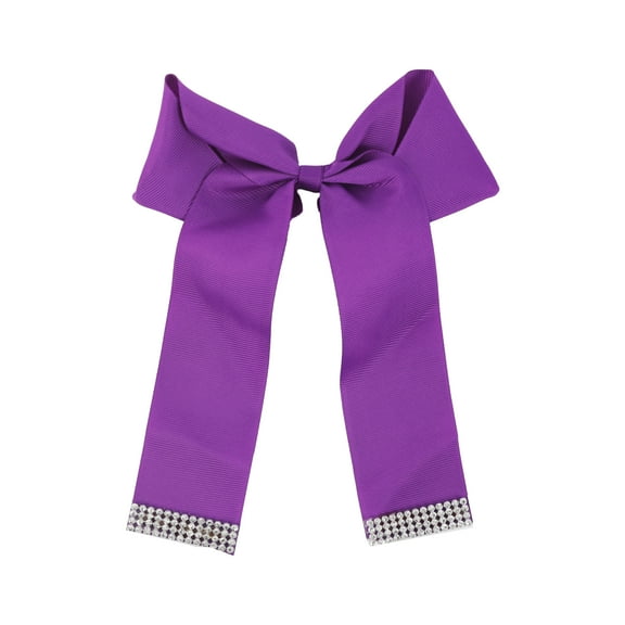 Motique Accessories Purple 6 inch Cheer Bow Grosgrain Hair Bow with Rhinestone Edges