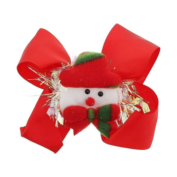 Motique Accessories Red Hair Bow with Snowman & Sparkle