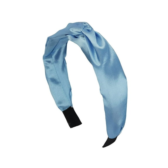 Motique Accessories Satin Headband for Women with Twist Turban Knotted Hairband Light Blue