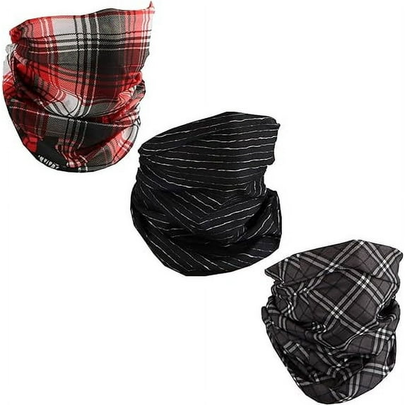 Motique Accessories Seamless Bandana Tube Face Scarf - Checkered (3 Pack)