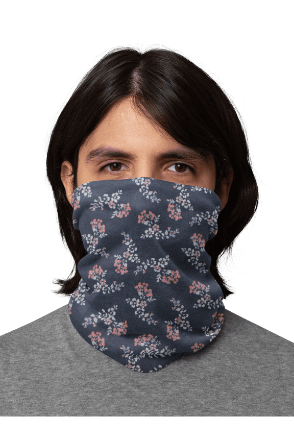 Seamless Polyester Bandana Tube Face Scarf for Adult Unisex-Navy Small Flowers