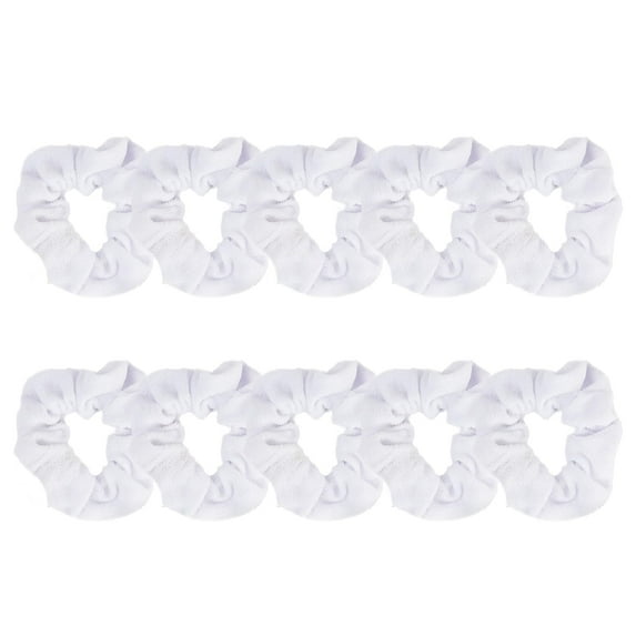 Motique Accessories Set of 10 Terry Scrunchies Hair Tie for Adult Female and Girls- White