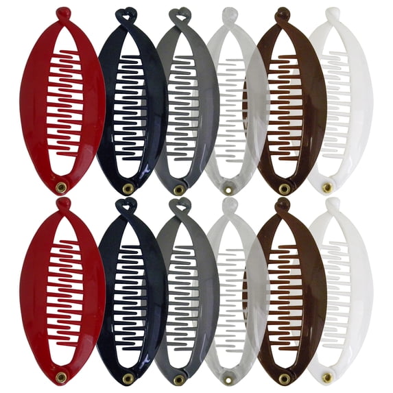 Motique Accessories Set of 12 Mini Banana Clips Perfect for Adult Female and Girls- Classics