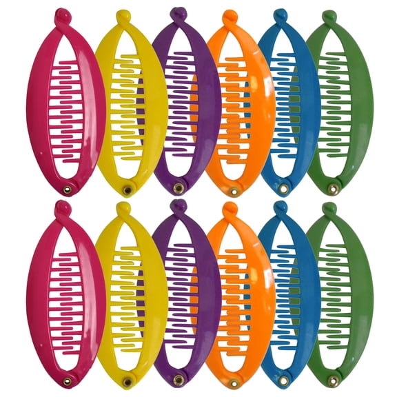 Motique Accessories Set of 12 Mini Banana Clips Perfect for Adult Female and Girls - Rainbow