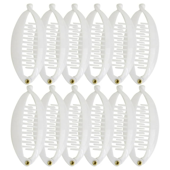 Motique Accessories Set of 12 Mini Banana Clips for Adult Female and Girls (White)